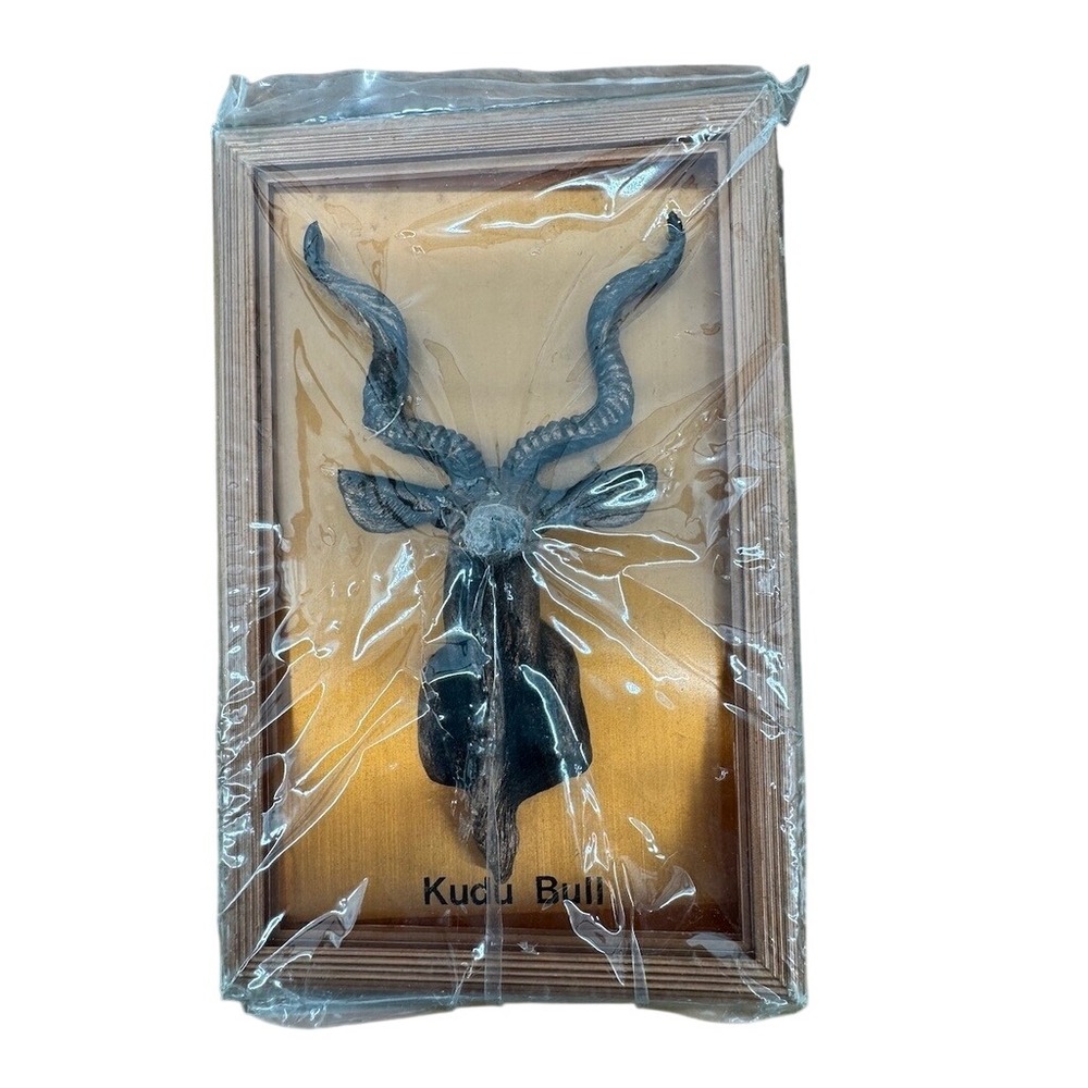 Kudu Bull African Antelope 3D Framed Wall Plaque Rustic Safari Decor Brown Gold